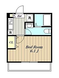 アザーレ・キュリオス長津田Ｂ 1階1Kの間取り