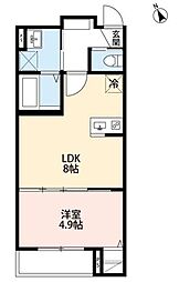 グランフィーユ春日部 1LDKの間取図画像