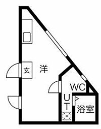 four新板橋 2階ワンルームの間取り
