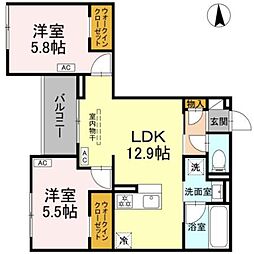セレスティア上井草 2LDKの間取図画像