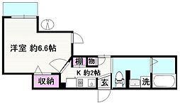 ウェルスクエア東蒲田 3階1Kの間取り