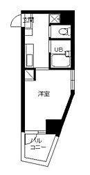 スカイコート高田馬場第3 7階1Kの間取り