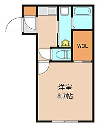 シャーメゾン白山 1階1Kの間取り
