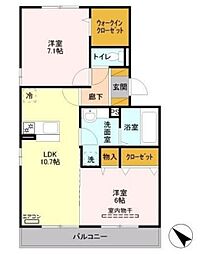 メゾンペール 1階2LDKの間取り