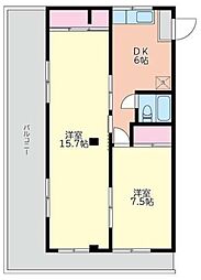 はせ川マンション 2DKの間取図画像