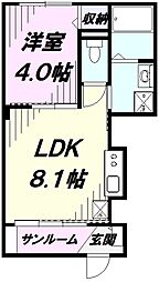 アウローラ東豊田 1LDKの間取図画像