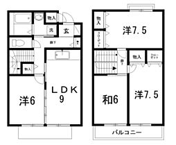 セゾン・メルヴェーユ春棟C 4LDKの間取図画像