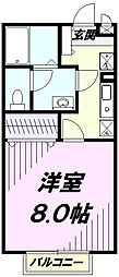 ヴィルヌーブ 1Kの間取図画像