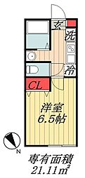 ブランノワール 1Kの間取図画像