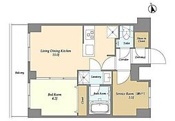 Ａｕｇｕｓｔａ Ｒｅｓｉｄｅｎｃｅ大森 8階1SLDKの間取り