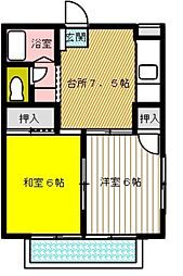 グランデール 2階2DKの間取り