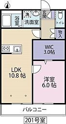 永寿パレスB 1LDKの間取図画像