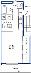 目黒ガーデンハウス ワンルームの間取図画像