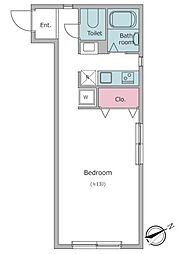 レジディア駒沢大学 3階ワンルームの間取り