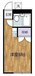 美しの森ハウスB棟 ワンルームの間取図画像