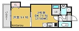 メゾンドティーズ 1DKの間取図画像