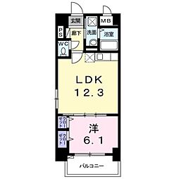 グリンデルヴァルト 2階1LDKの間取り