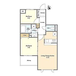 アプリーレ南荻窪 2階2SLDKの間取り