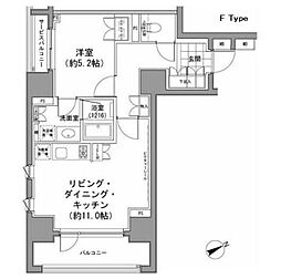 パークハビオ八丁堀 7階1LDKの間取り
