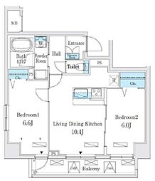 クラリティア板橋本町 4階2LDKの間取り