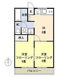 レオパレスパークハイツ2 2DKの間取図画像