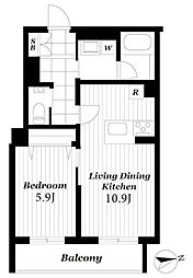 風香東新宿 1LDKの間取図画像