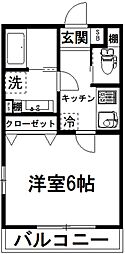 あかるC 1Kの間取図画像