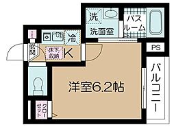 フェリーチェ梅屋敷II 1階1Kの間取り