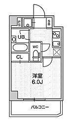 コンシェリア新橋 5階1Kの間取り