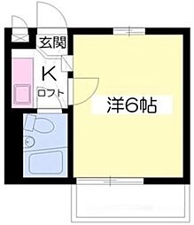 ジュネパレス市川第21 1階1Kの間取り