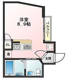 Glanz四谷 3階ワンルームの間取り