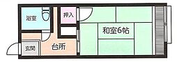 鈴木ハイツ 1Kの間取図画像