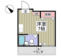 ウィンズベルII 3階ワンルームの間取り