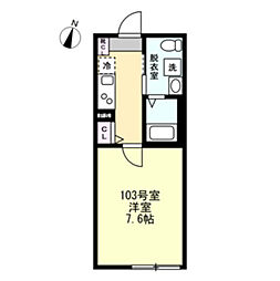 JR横浜線 長津田駅 徒歩7分の賃貸アパート 1階ワンルームの間取り