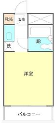 ユースフル祐天寺 1階ワンルームの間取り