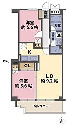 サンモール田園 2LDKの間取図画像