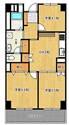津田沼十番街ビル 3DKの間取図画像