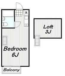 ハイムマンドリン 2階1Kの間取り