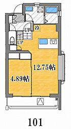 カンフローエンス・久地 1LDKの間取図画像