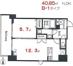 デュオフラッツ上野松が谷 1LDKの間取図画像