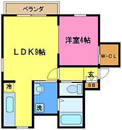 エムズフラット 1LDKの間取図画像