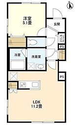 ウェルスクエアイズム文京小日向 2階1LDKの間取り