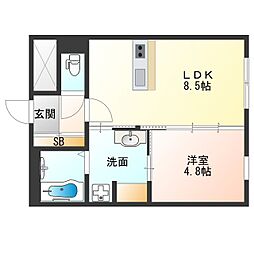 LEGALAND福島North 1LDKの間取図画像