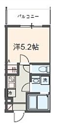 MELDIA小作II 2階1Kの間取り