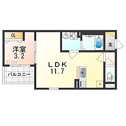 Fstyle一津屋1号館 1LDKの間取図画像
