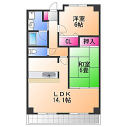 ロイヤルヴェール山下 2LDKの間取図画像