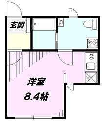 レントハウスフッサ860 2階ワンルームの間取り