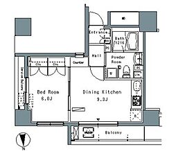 パークアクシス仲御徒町 3階1DKの間取り