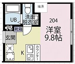 Ms Square 3階ワンルームの間取り