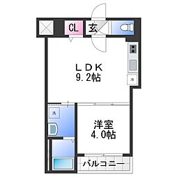 アビタシオン北野田 1LDKの間取図画像